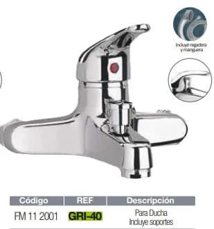 MEZCLADORA MONOMANDO DUCHA FERMETAL (m#) GRI-40