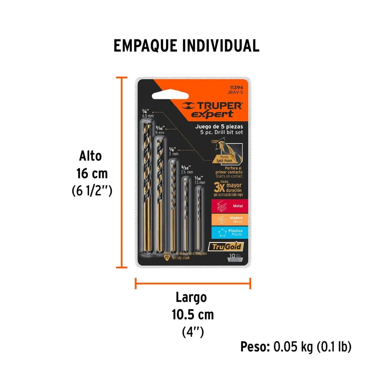 JUEGO D/BARRENA P/METAL TRUPER 5/1 11394 jbav-5