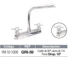 MEZCLADORA FREGADERO FERMETAL CISNE DROP GRI-59