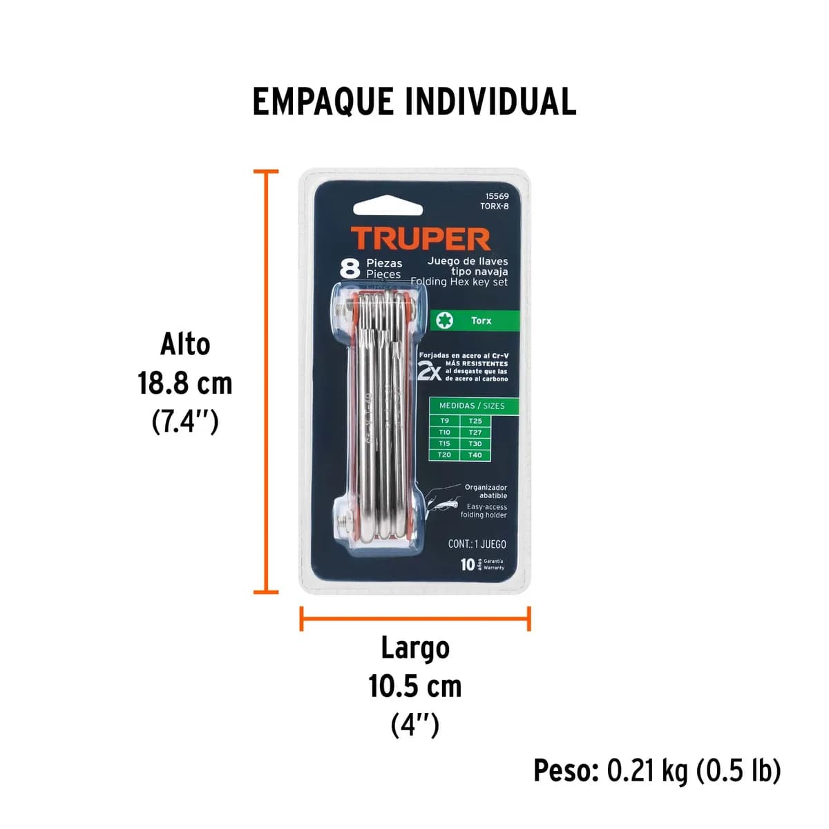 Juego Llave TORX 8/1 TRUPER TORX-8 15569 T/NAVAJA ESTRELLA