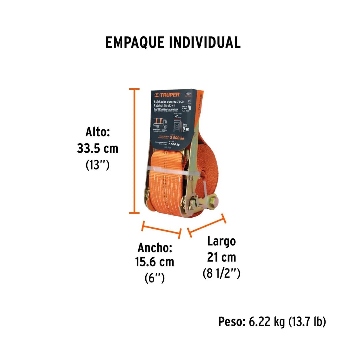 ESLINGA 4"X9MTS 7500KG C/MATRACA TRUPER SU-7500 10314