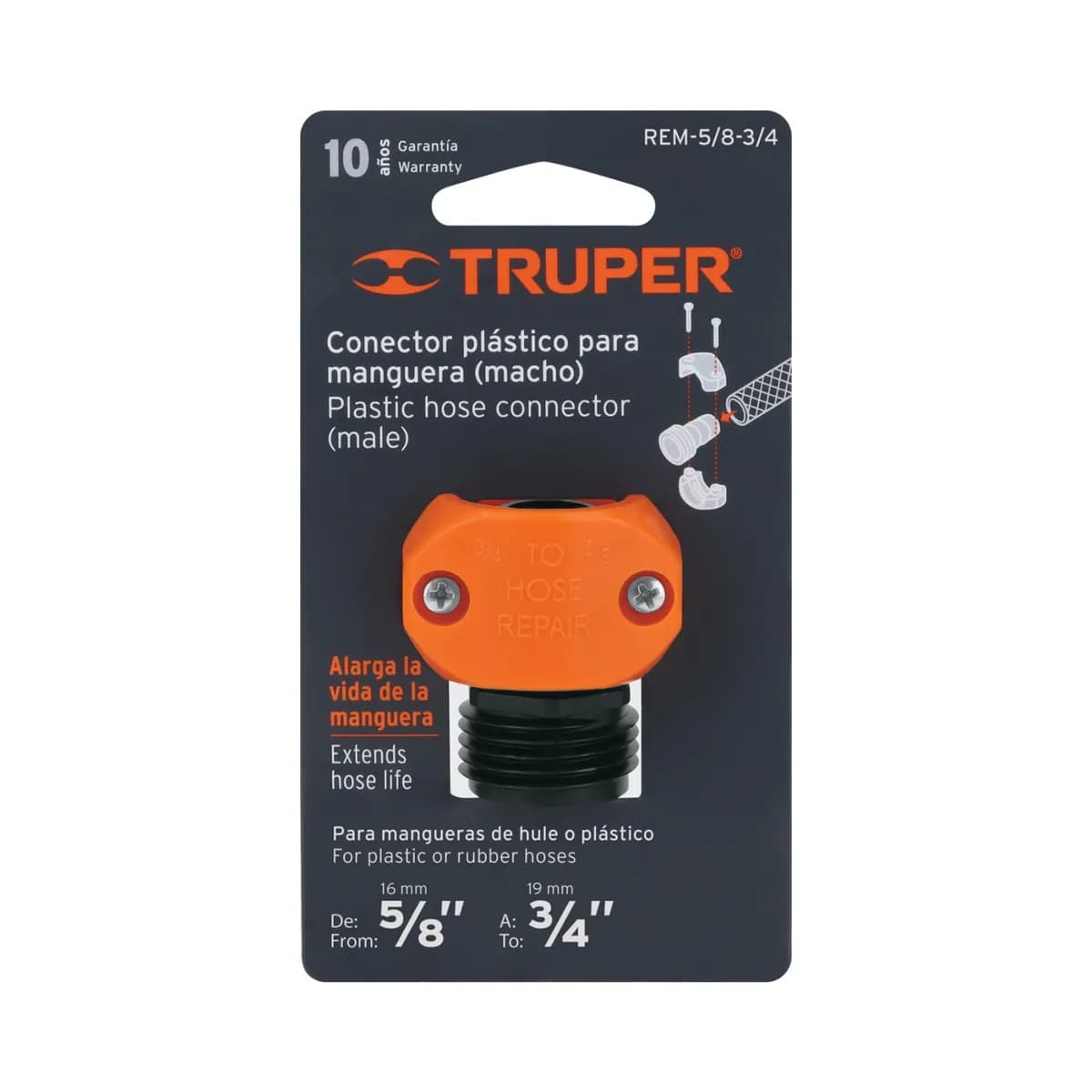CONEXION MACHO TRUPER P/MANG. 5/8 - 3/4 12716 TERMINAL
