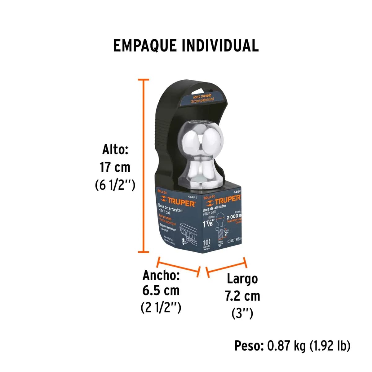 BOLA REMOLQUE TRUPER 2X3/4X1 7/8 2000 LBS 44441 bola-20