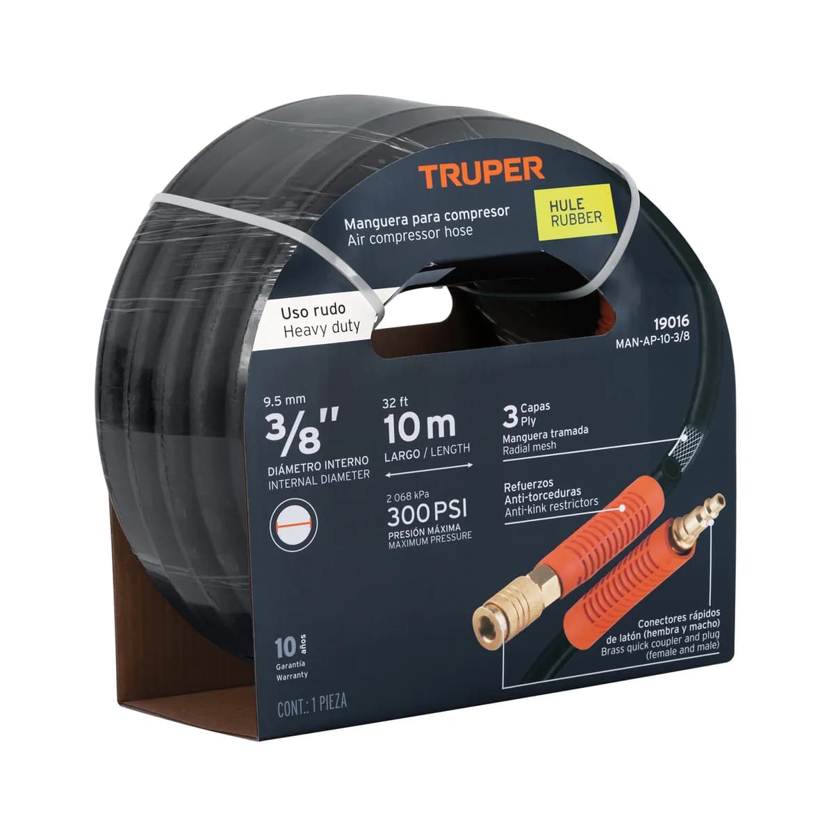 MANGUERA P/AIRE 3/8X10MTS TRUPER 19016 man-ap-10-3/8 compresor