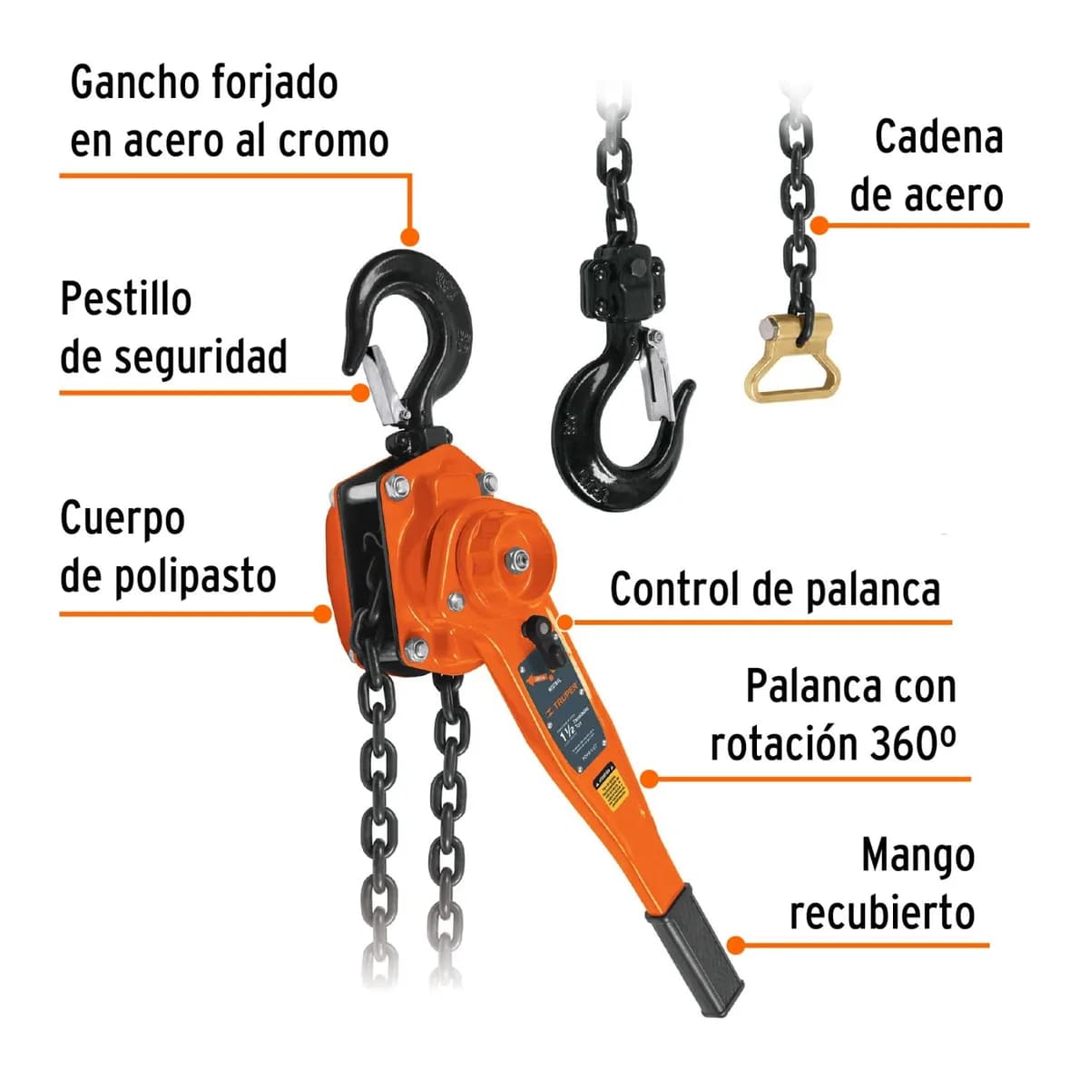 Diferencial d/palanca 1 1/2 TON TRUPER 16842 POPA-1-1/2