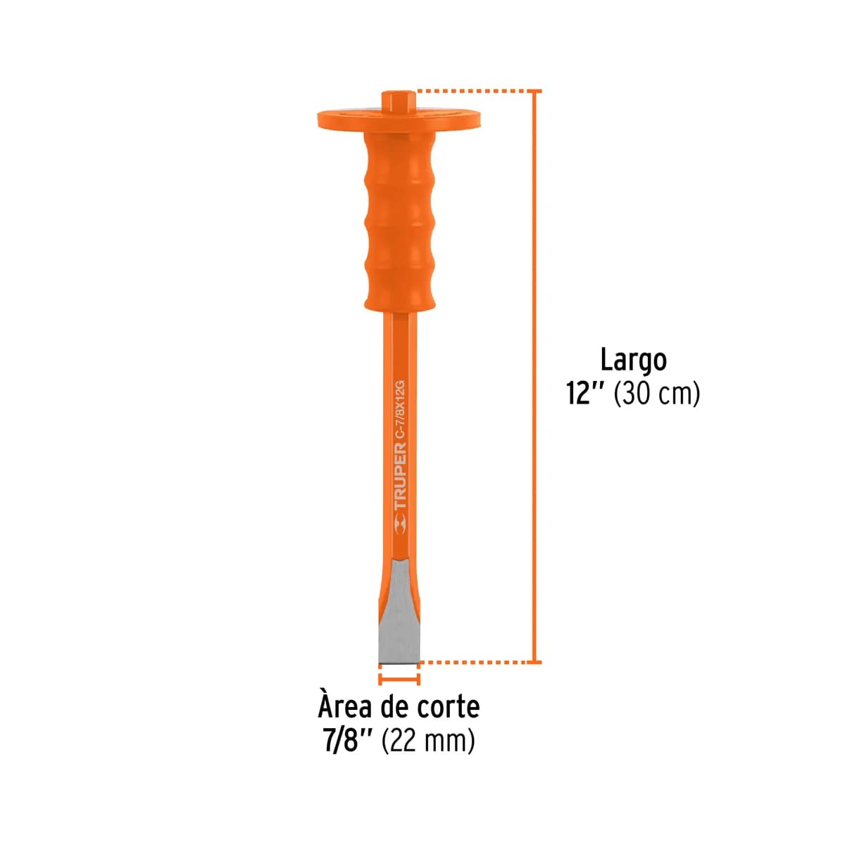 CINCEL PLANO 7/8"*12" TRUPER C/PROTECTOR C-7/8X12G 12175