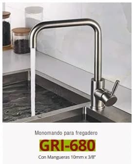 MEZCLADORA FERMETAL MONOMANDO P/FREGADERO ABS GRI-680