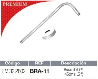 BRAZO P/REGADERA LARGA 45cm FERMETAL BRA-11 ducha