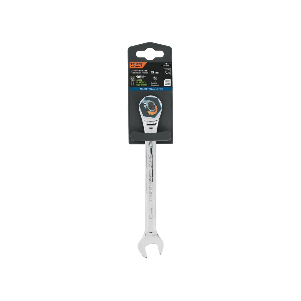 LLAVE COMBINADA 15MM C/MATRACA TRUPER LL-1215MX 15747