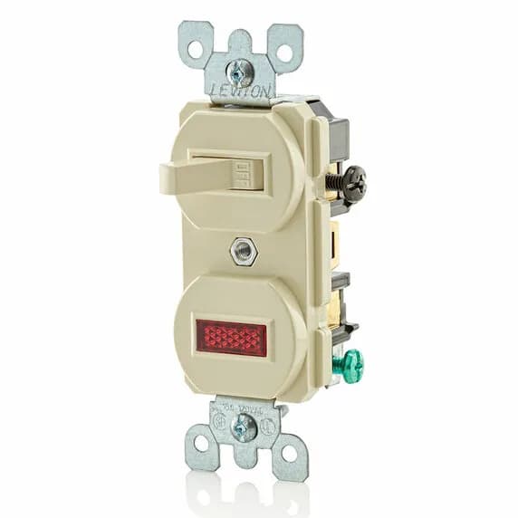 SWITCH PILOTO 15A-120V Crema LEVITON 5226-I (+108) 030068 interruptor