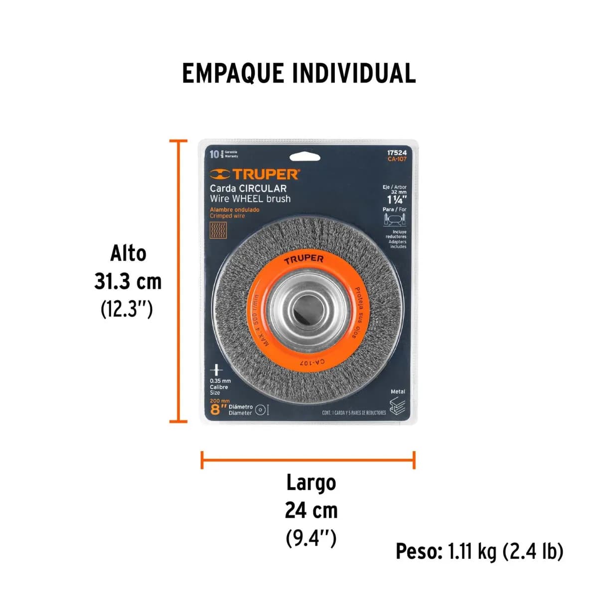 Cepillo Circular 8x3/4 c/reductores TRUPER CA-107 17524 carda p/esmeril banco 4500rpm