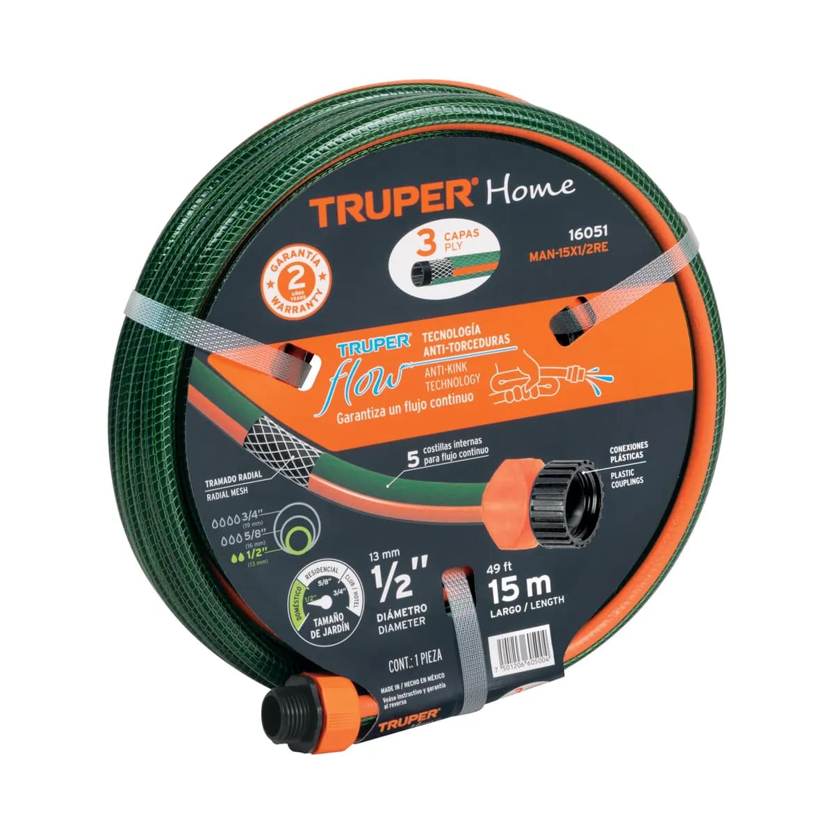 MANGUERA JARDIN TRUPER VERDE 1/2 X 15MT 16051