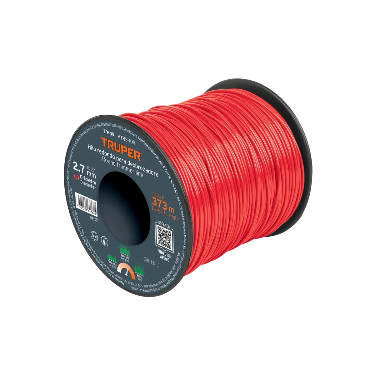 Hilo 2.7mmx373mts Redondo Rojo TRUPER htr5-105 17649