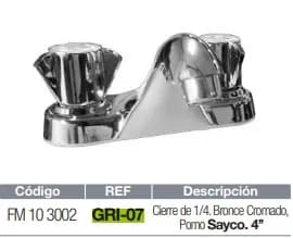 MEZCLADORA P/LAVAMANO FERMETAL 4 PU�O SAYCO GRI-07