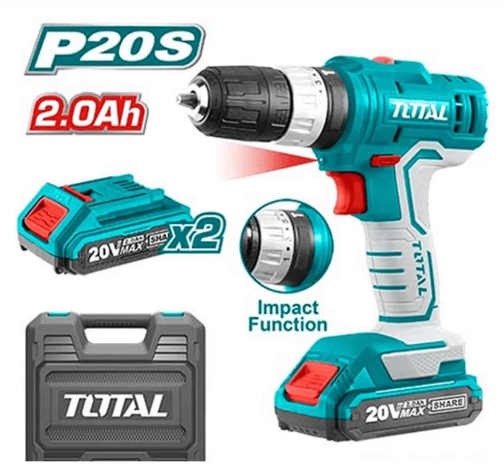 TALADRO BATERIA TOTAL 20V 2.0ah c/Martillo UTIDLI20012