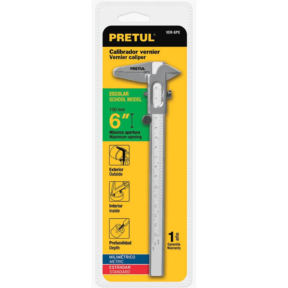CALIBRADOR 6" PRETUL Pie de Rey Venier VER-6PX 21455