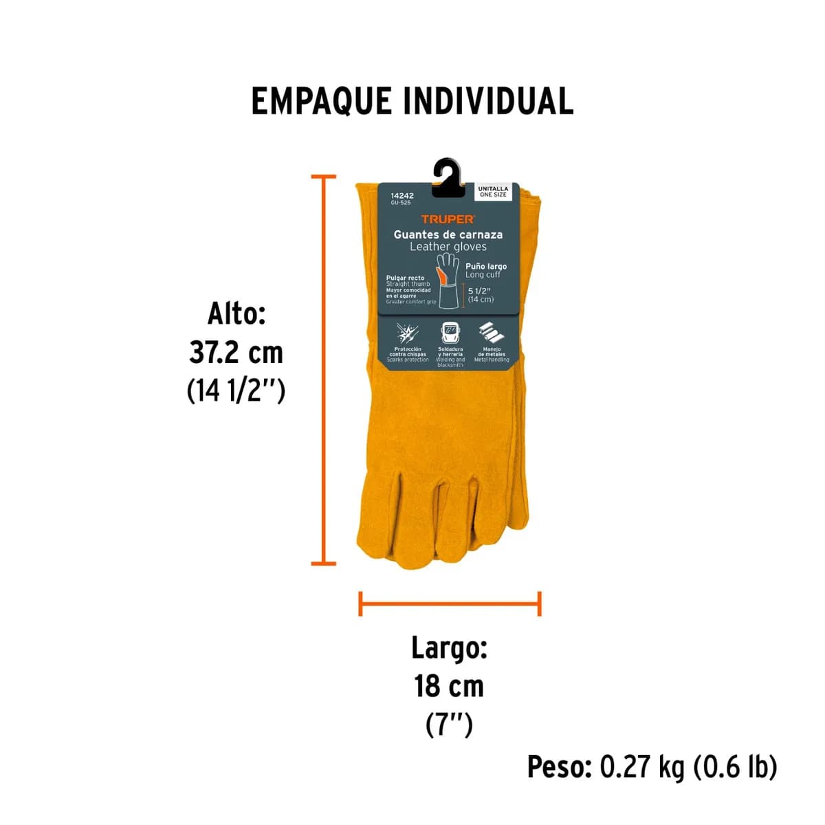 Guante p/Soldar TRUPER CARNAZA 14 PULG GU-525 14242 cuero