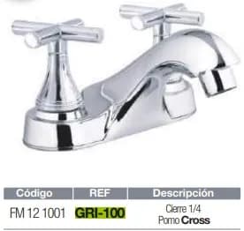 MEZCLADORA FERMETAL P/LAVAMANO CROSS GRI-100