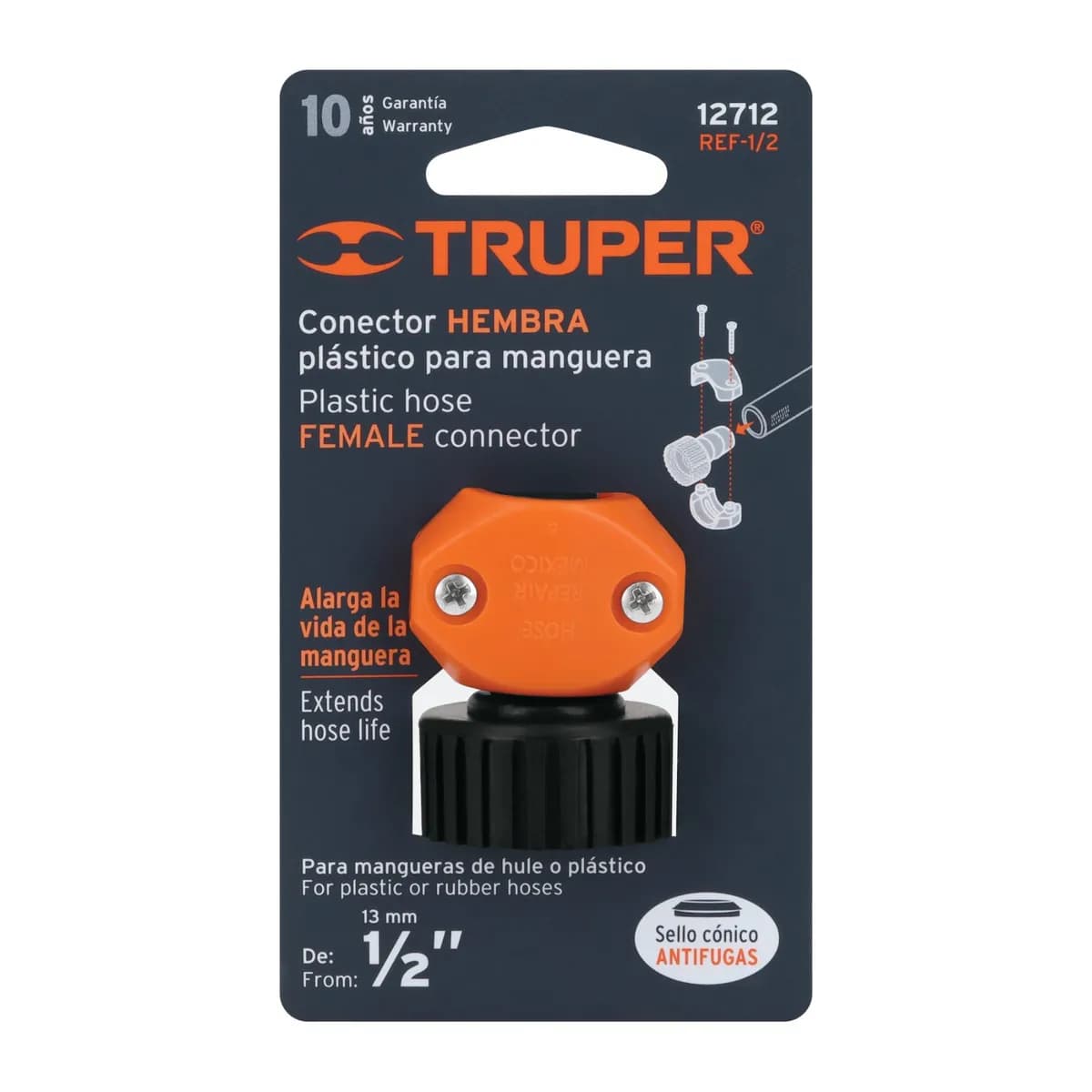TERMINAL P/MANGUERA HEMBRA 1/2" TRUPER 12712 ref-1/2