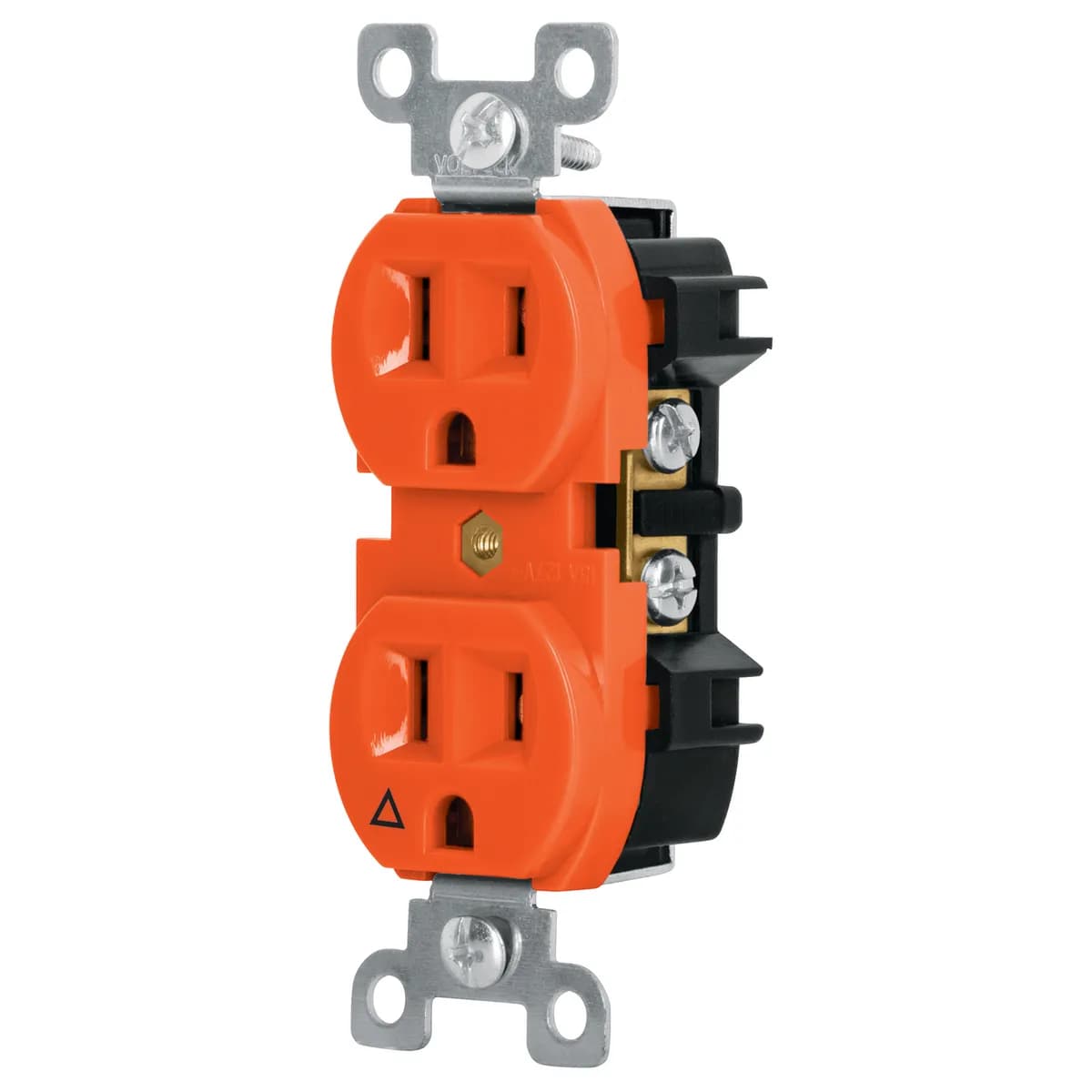 TOMACORRIENTE NARANJA DOBLE VOLTECK 110V CODO-TAS 46105