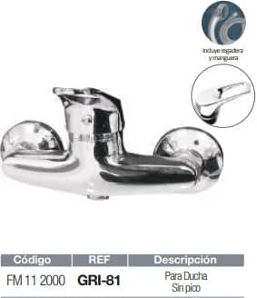 MEZCLADORA FERMETAL MONOMANDO P/DUCHA GRI-81