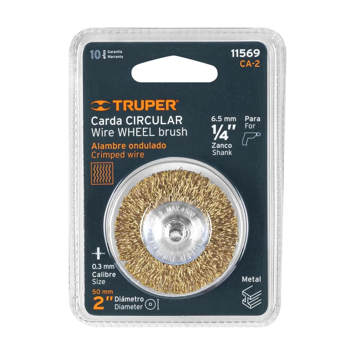 Cepillo Circular 2pul Cerdas Gruesas P/Taladro TRUPER CA-2 11569 alambre