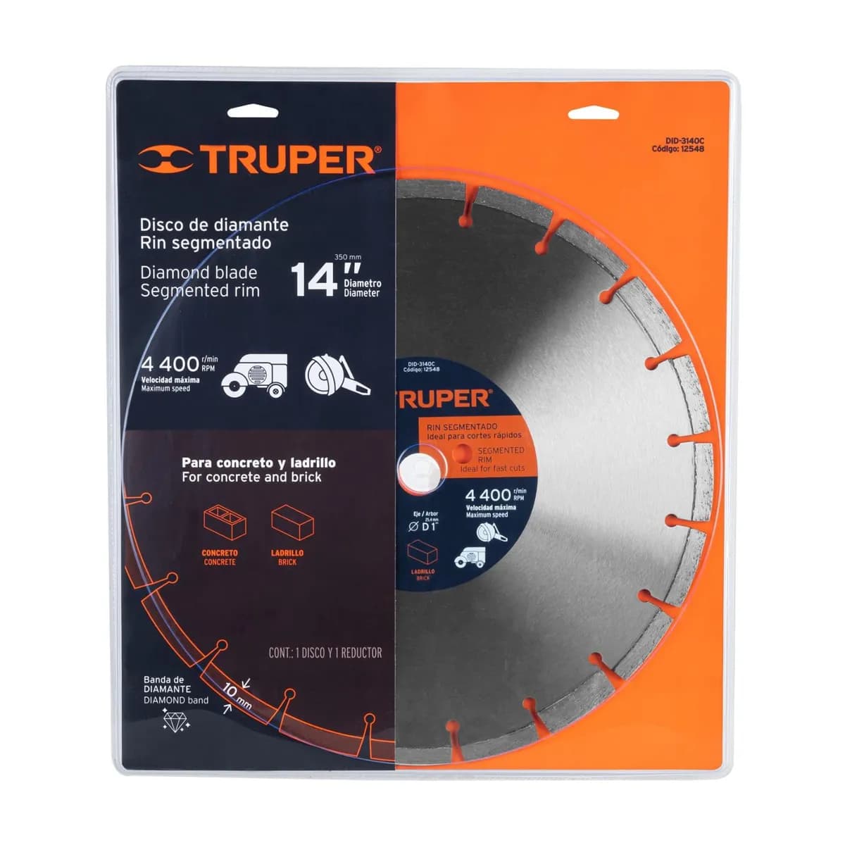 Disco diamante TRUPER 14 corte asfalto y ladrillo DDT-1527D 12548