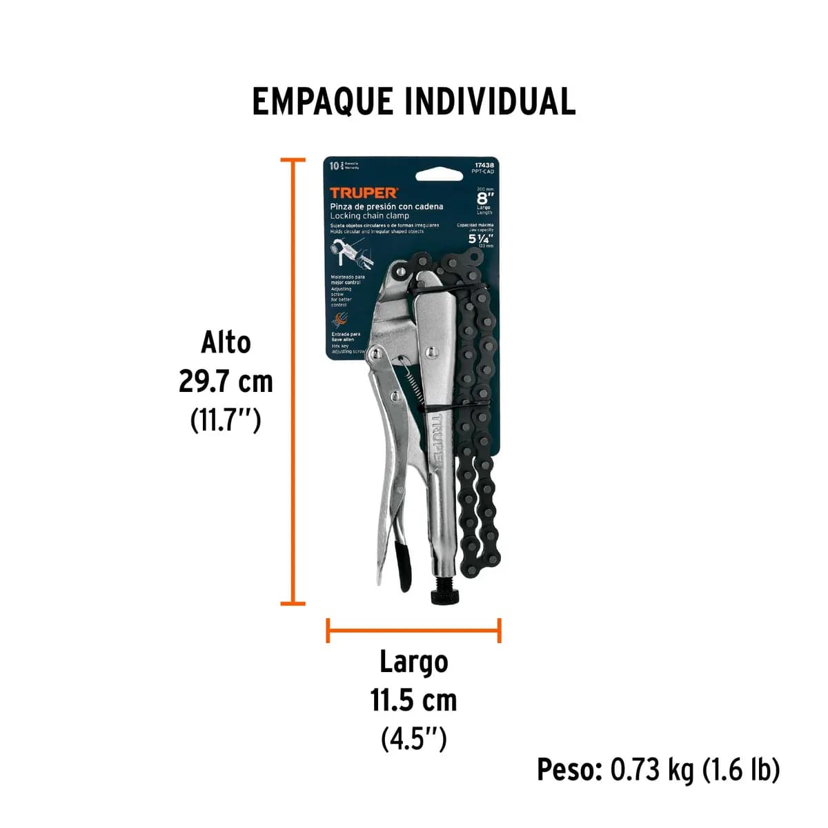ALICATE PRESION C/CADENA 5 1/4 TRUPER PPT-CAD 17438