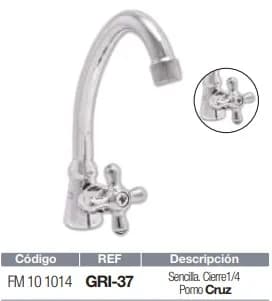 MEZCLADORA FREGADERO BAR FERMETAL CISNE DROP GRI-37 lavamano