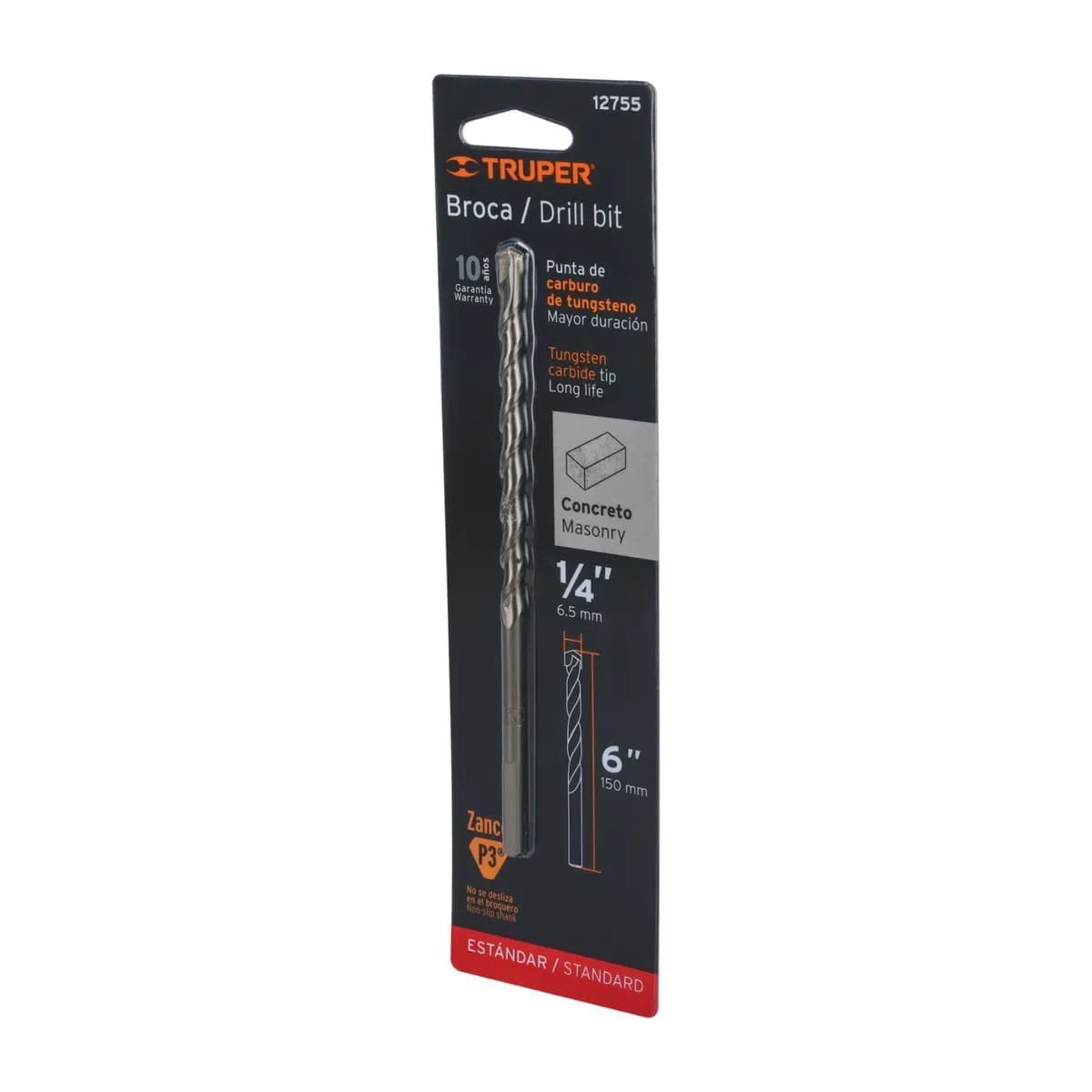 Barrena p/Concreto 1/4x6 Truper BLISTER BCT-1/4X6-B 12755