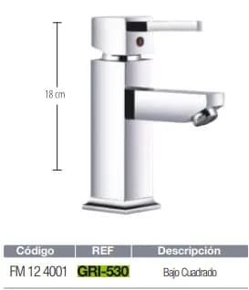 MEZCLADORA FERMETAL MONOMANDO P/LAVAMANO ABS GRI-530