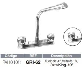 MEZCLADORA FREGADERO FERMETAL CISNE KING GRI-62