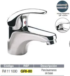 MEZCLADORA FERMETAL MONOMANDO P/LAVAMANO GRI-80