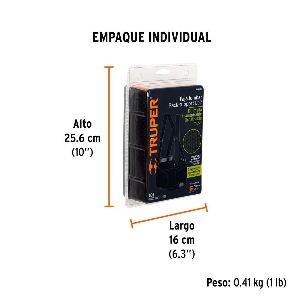 FAJA LUMBAR CON TIRAMTES TALLA L CON 5 VARRILAS 11966 TRUPER