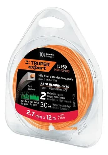 Hilo 2.7mmx12mts Dual TRUPER HDU-12-105 15959 p/podadora cortagrama desbrozadora