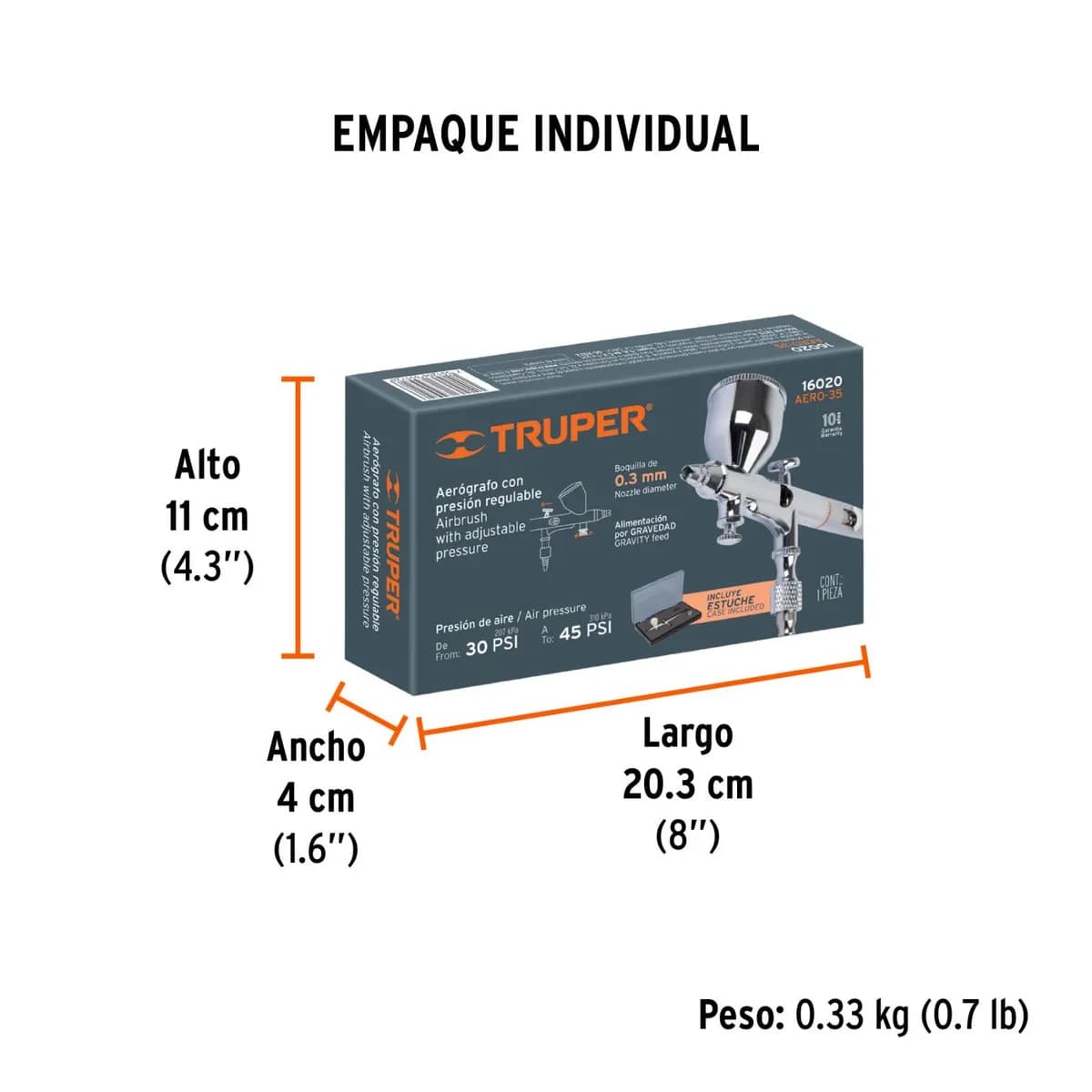 PISTOLA AEROGRAFO PROF TRUPER 30PSI A 45PSI AERO-35 16020