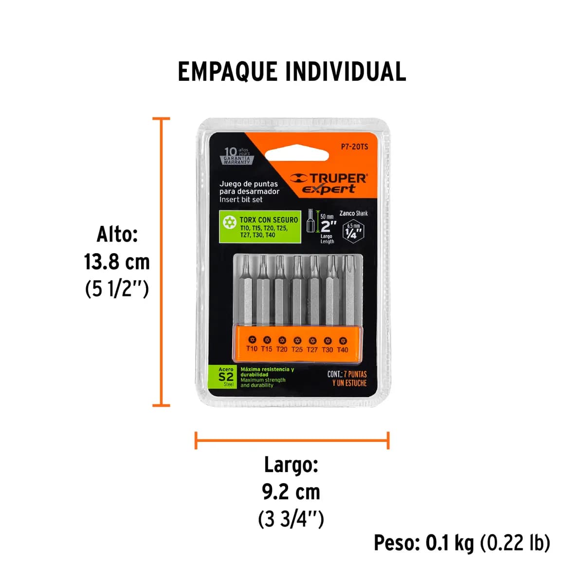 JUEGO PUNTA TORX TRUPER 7 PIEZA 2" T9 A T30 17795 p7-p15t 17813