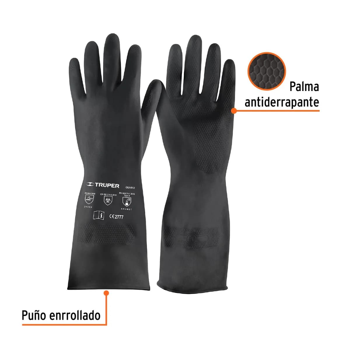 Guante d/Goma Resist Quimicos Truper GU-812 14270 talla M manejo de solventes
