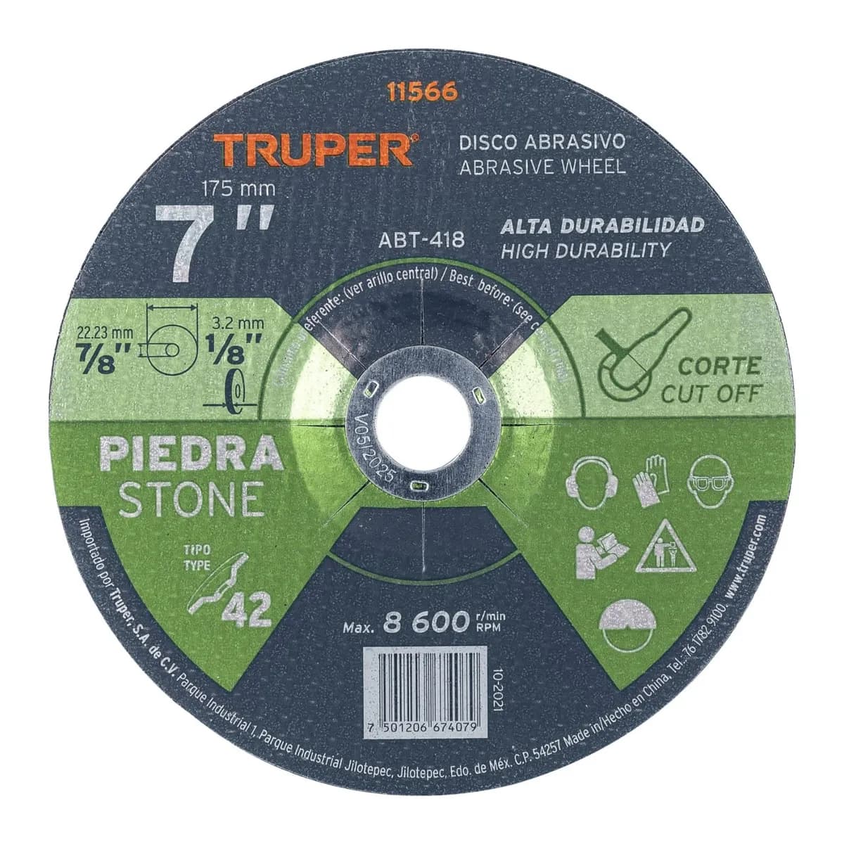 DISCO CORTE PIEDRA 7X1/8X7/8 TRUPER ABT-418 11566 MAX 8600RPM