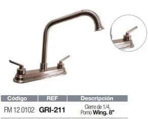 MEZCLADORA FERMETAL P/FREGADERO 8 SATINADA CISNE GRI-211