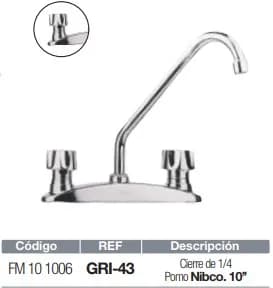 MEZCLADORA FREGADERO FERMETAL T/NIBCO GRI-41