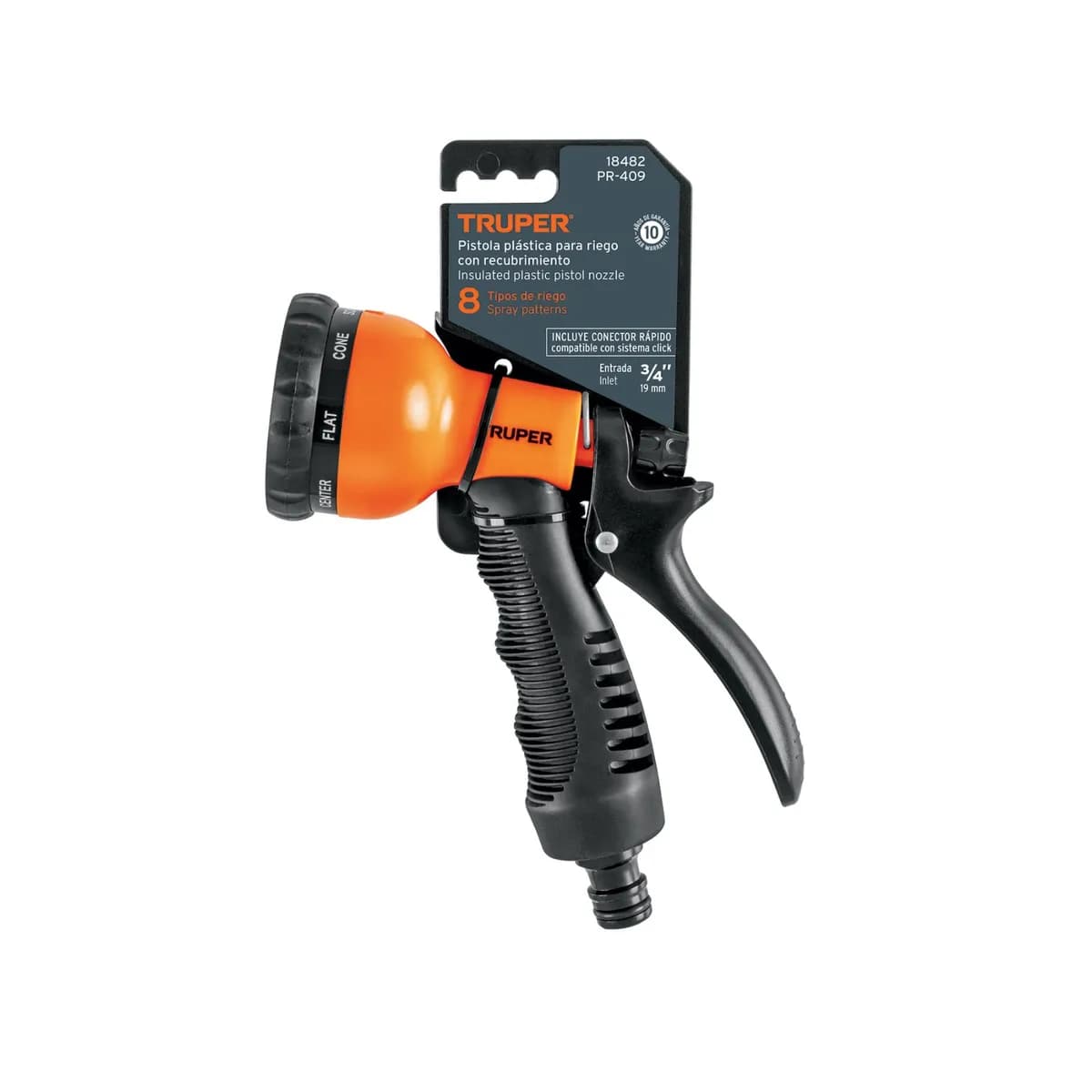 Pistola Plastica 8 modos p/Manguera riego TRUPER PR-409 18482