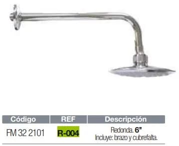 DUCHA FERMETAL REDONDA P/BANO CROMADA 6PULG R-004 Regadera
