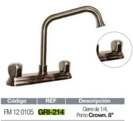 MEZCLADORA P/FREGADERO CUELLO CISNE FERMETAL gri-214 (m#40+40)
