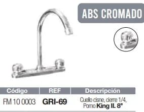 MEZCLADORA FERMETAL FREGADERO 8 CUELLO CISNE GRI-69 (m#34+34) plastica