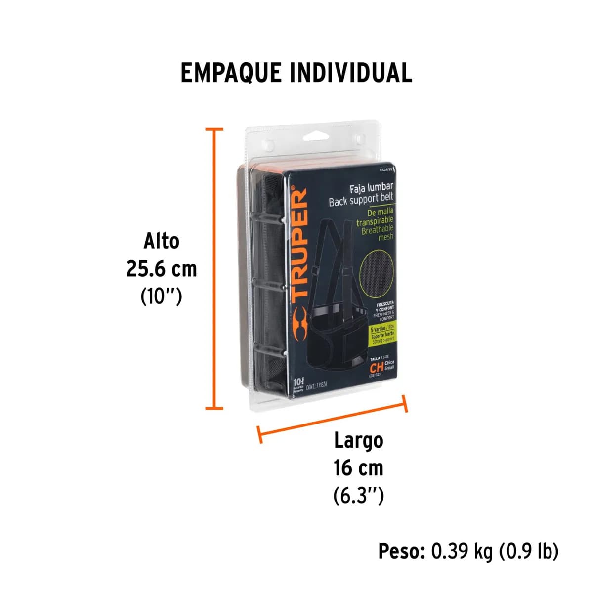 FAJA LUMBAR CON TIRANTES DE 5 VARRILLAS TALLA S 11964 TRUPER