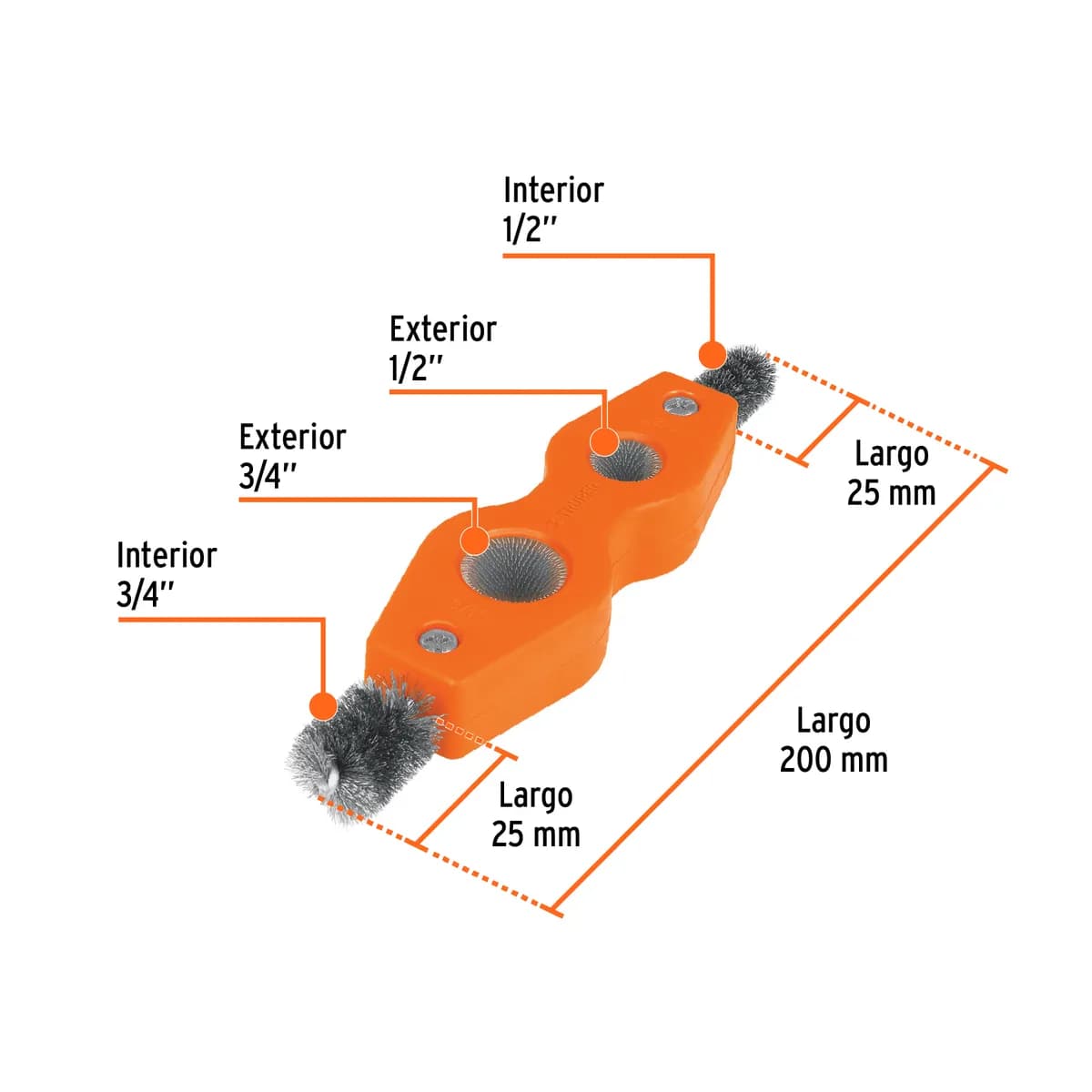Cepillo Limpiador D/Terminal Bateria Polo 1/2 Y 3/4 TRUPER CEAL-4 17110 Cabezote
