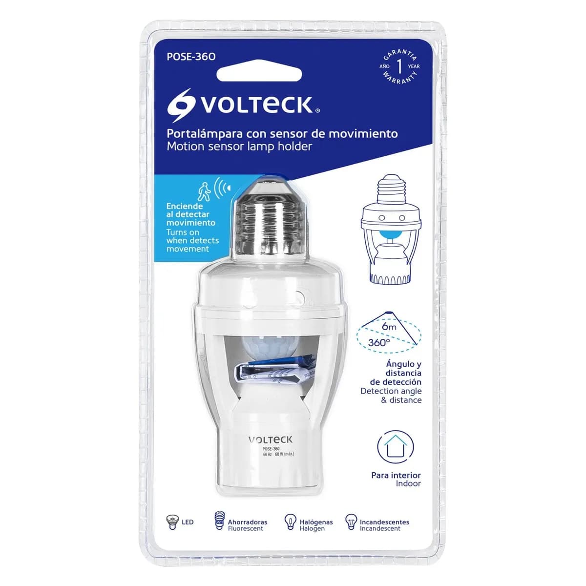 ZOCALO C/SENSOR DE MOVIMIENTO PORTA LAMPARA VOLTECK POSE-360 46274