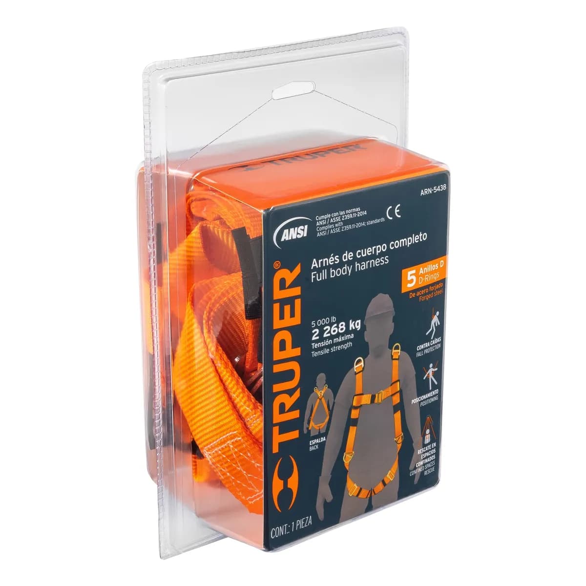 Arnes Seguridad 5 anillo D Cuerpo Comp 5000lb TRUPER ARN-5438 14434