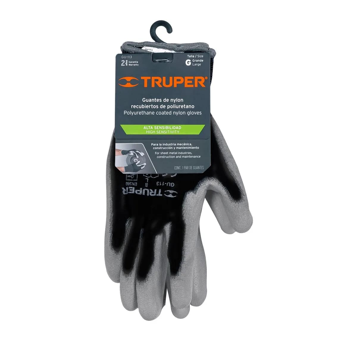 GUANTE TRUPER NYLON Poliuretano LARGE NEGRO/GRIS GU-113 13292